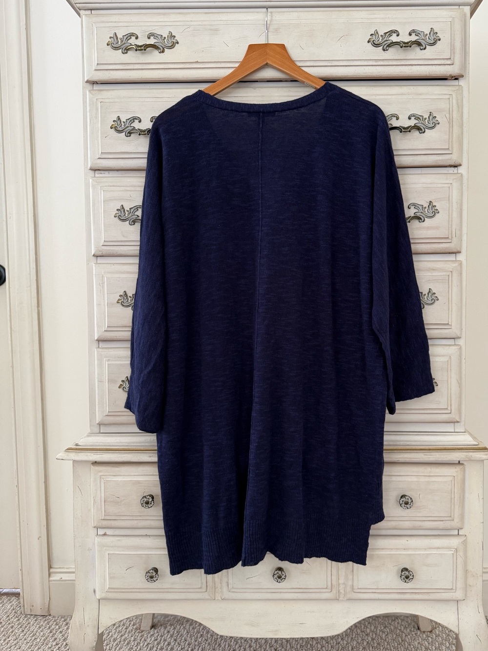 Eileen Fisher Organic Linen Navy Sweater - Picture 2 of 4